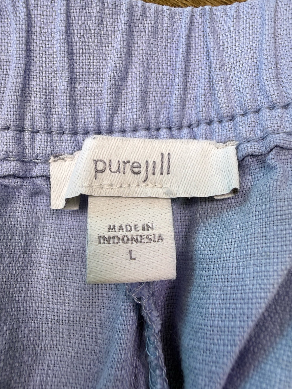 Pure Jill Periwinkle Blue Linen Blend Wide Leg Crop Pants Pull On Size Large - Picture 5 of 10